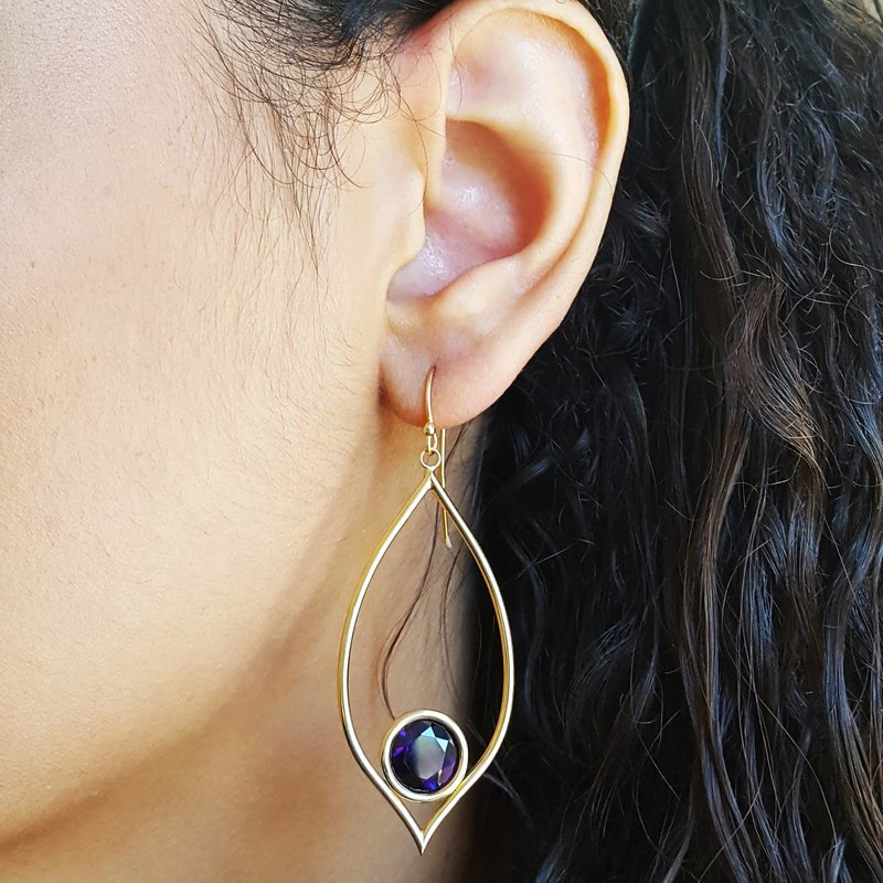Arizona Amethyst Gold Jewelry Ballpoint Amethyst Drop Earrings