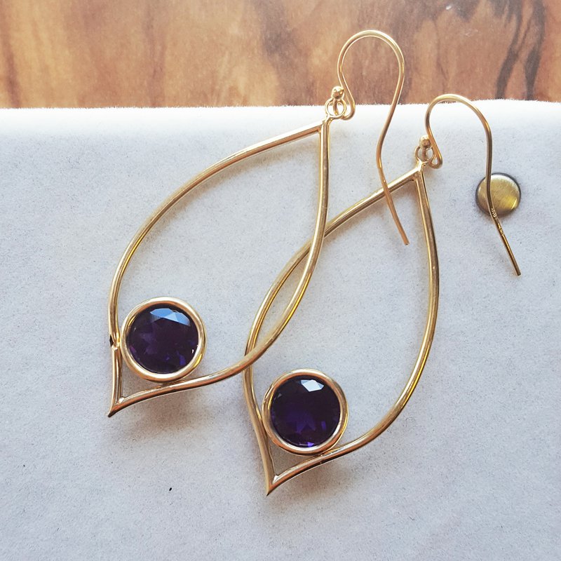 Arizona Amethyst Gold Jewelry Ballpoint Amethyst Drop Earrings