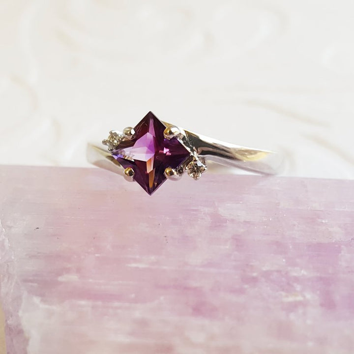 Arizona Amethyst Silver Jewelry Amethyst Princess Cut Offset Ring 363296