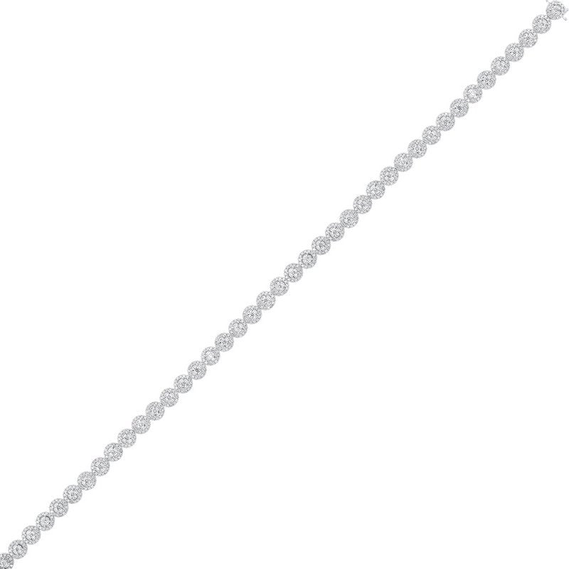 Gems One Diamond Halo Circle Link Tennis Bracelet In 14k White Gold (4ctw)
