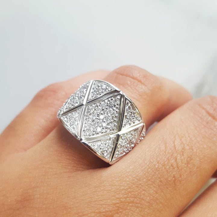 Luxury by Rene Hernandez Wide Geometric Ring