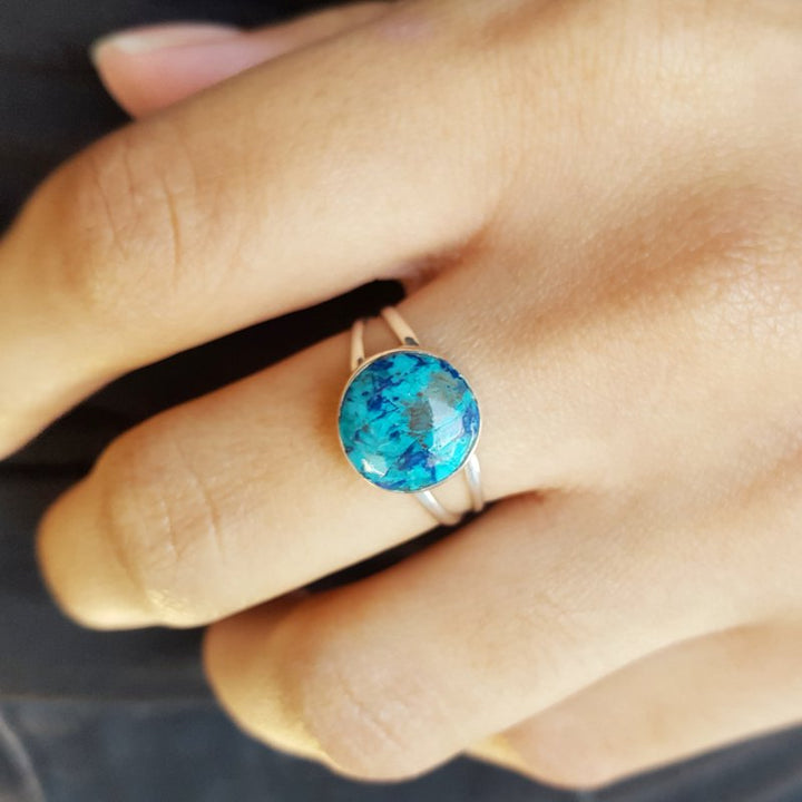 Arizona Turquoise and Inlaid Jewelry Arizona Chrysocolla Silver Ring
