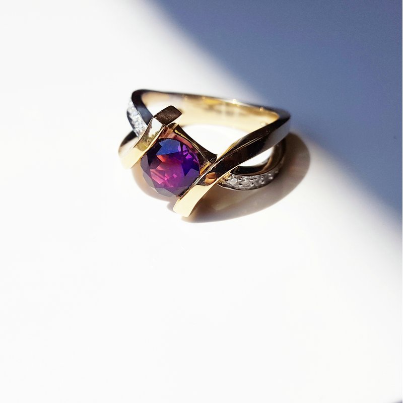 Amethyst Two Tone Caress Ring