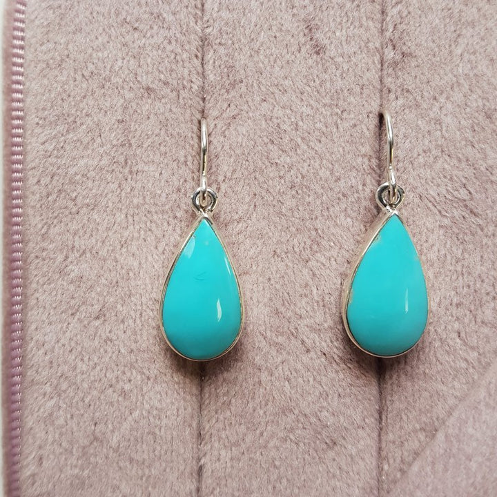 Arizona Turquoise and Inlaid Jewelry Mini Pear Kingman Turquoise Earrings