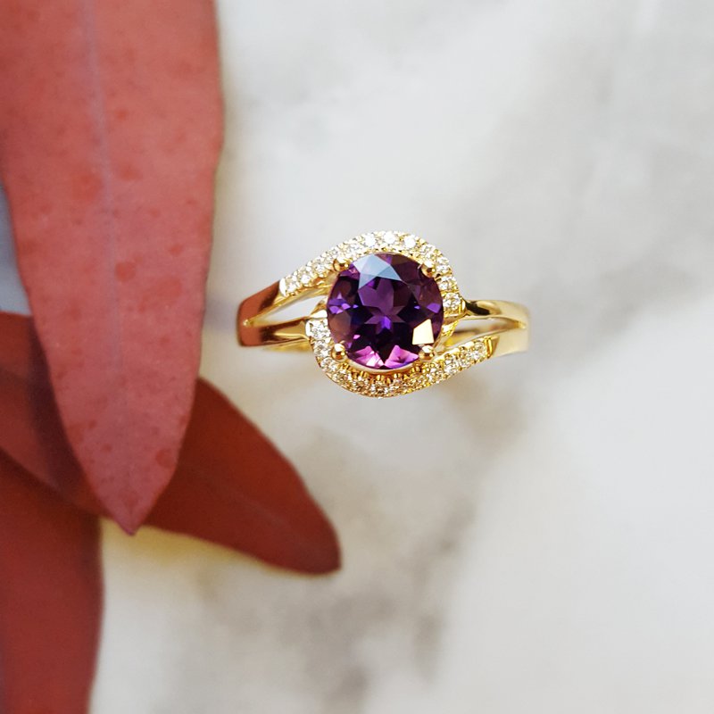 Amethyst Open Halo Ring