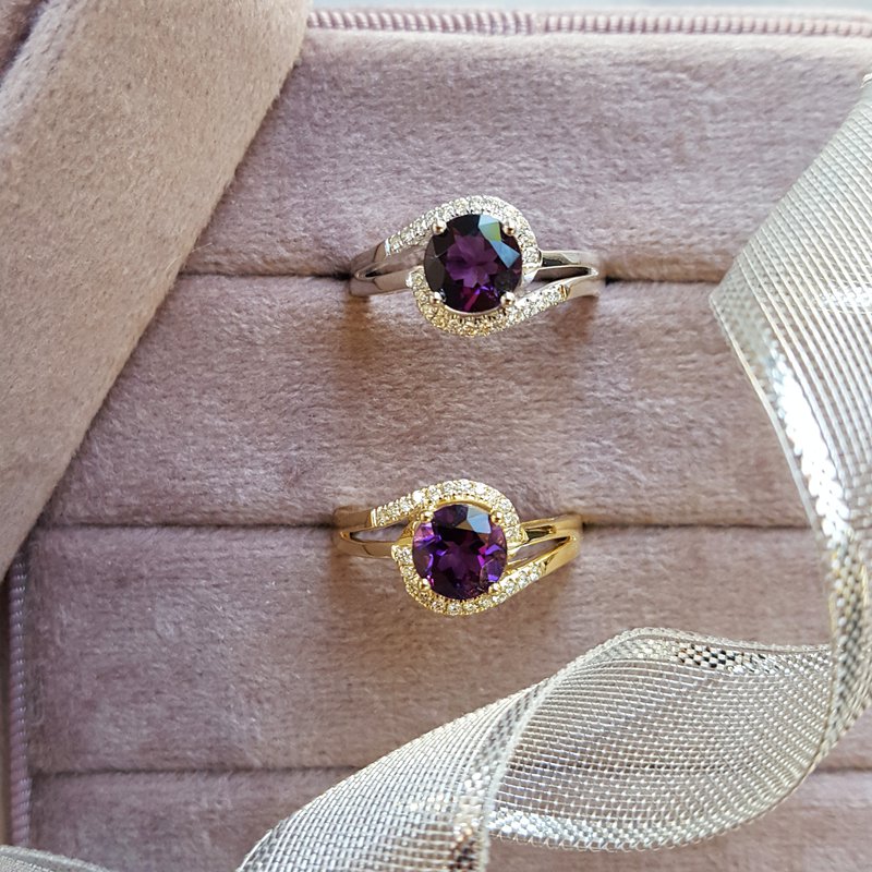 Amethyst Open Halo Ring