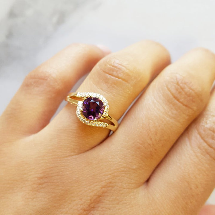 Amethyst Open Halo Ring