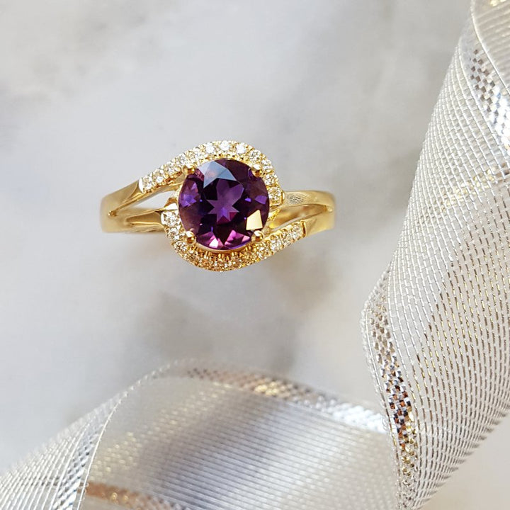 Amethyst Open Halo Ring