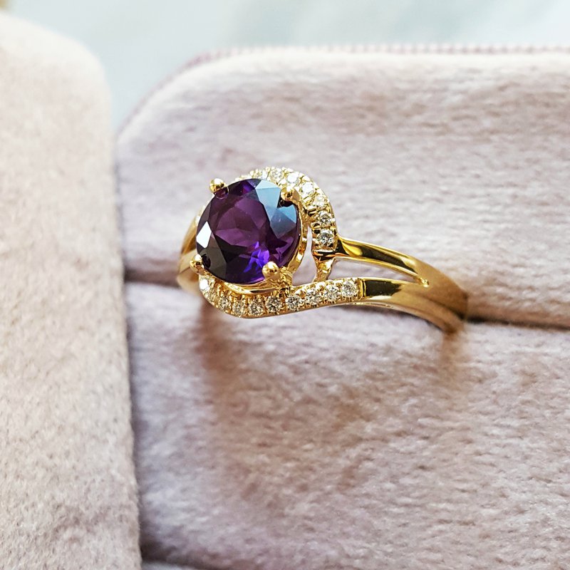   Arizona Amethyst Gold Jewelry Open Halo Ring 363516 - Sami Fine Jewelry