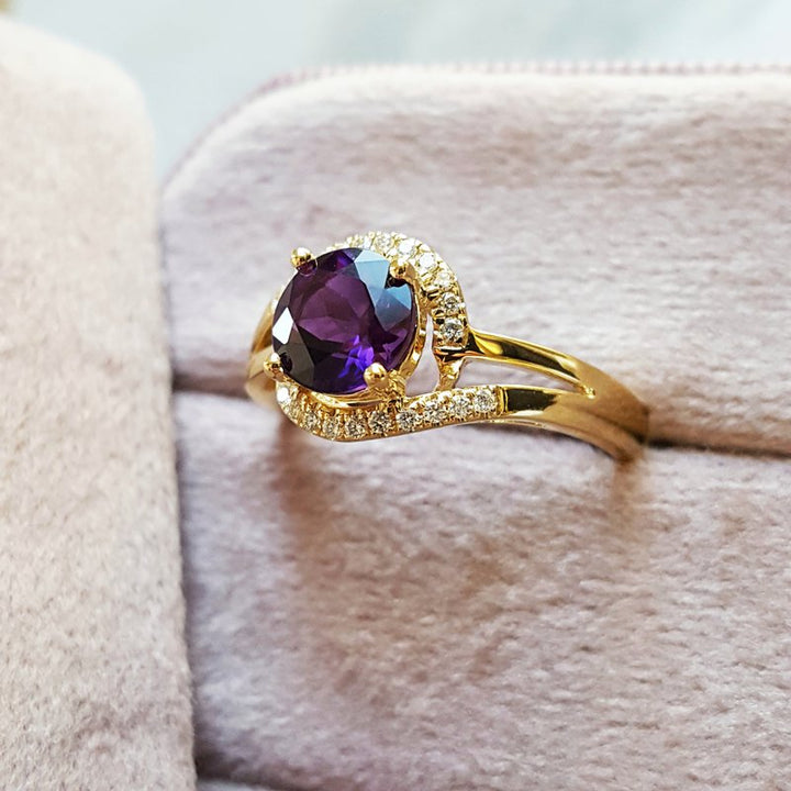   Arizona Amethyst Gold Jewelry Open Halo Ring 363516 - Sami Fine Jewelry