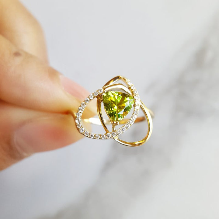 Arizona Peridot Gold Jewelry Trinity Heart Peridot Ring