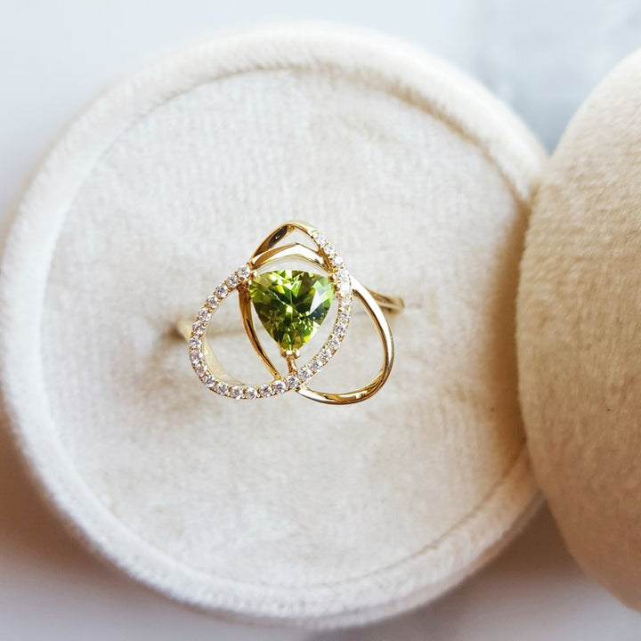 Arizona Peridot Gold Jewelry Trinity Heart Peridot Ring