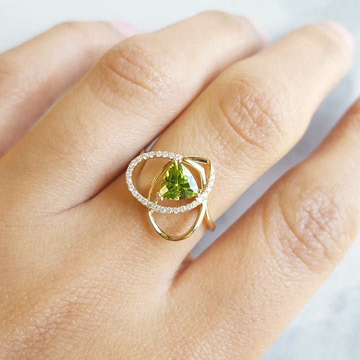 Arizona Peridot Gold Jewelry Trinity Heart Peridot Ring 370589