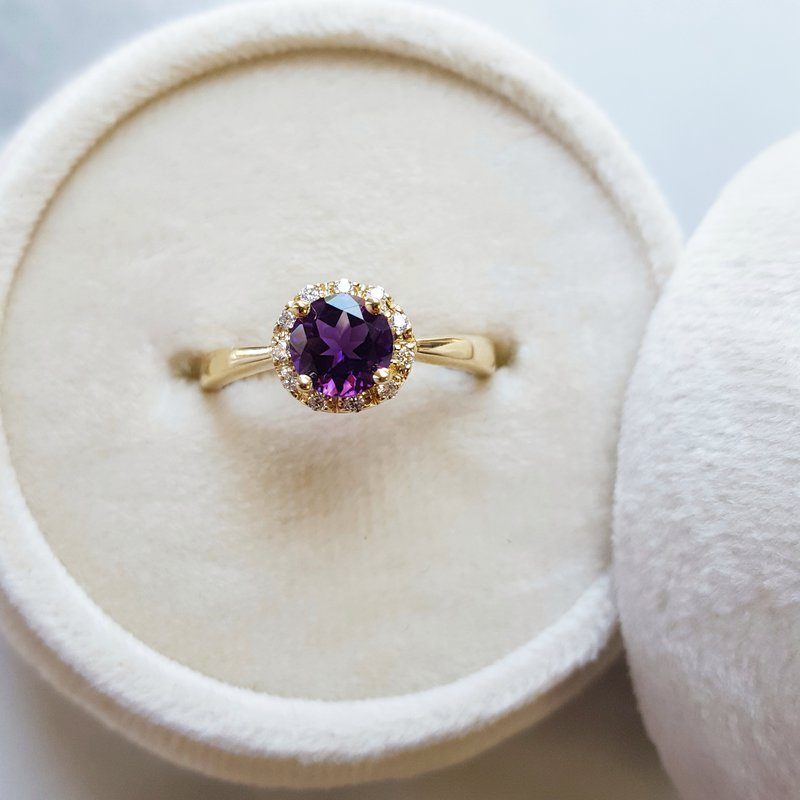 Sami Fine Jewelry Solitare Gold Arizona Amethyst Ring