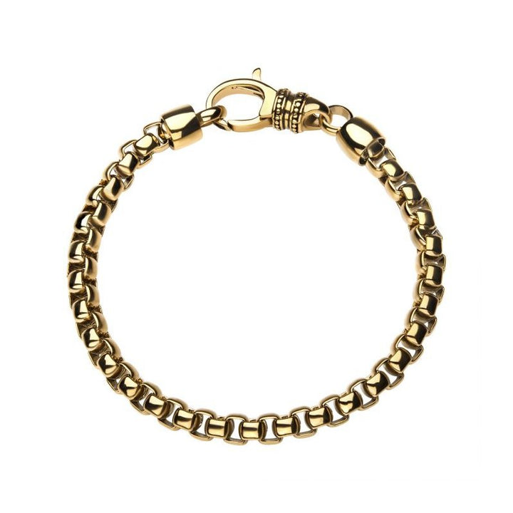 INOX Jewelry 18K Gold IP Bold Box Chain Set