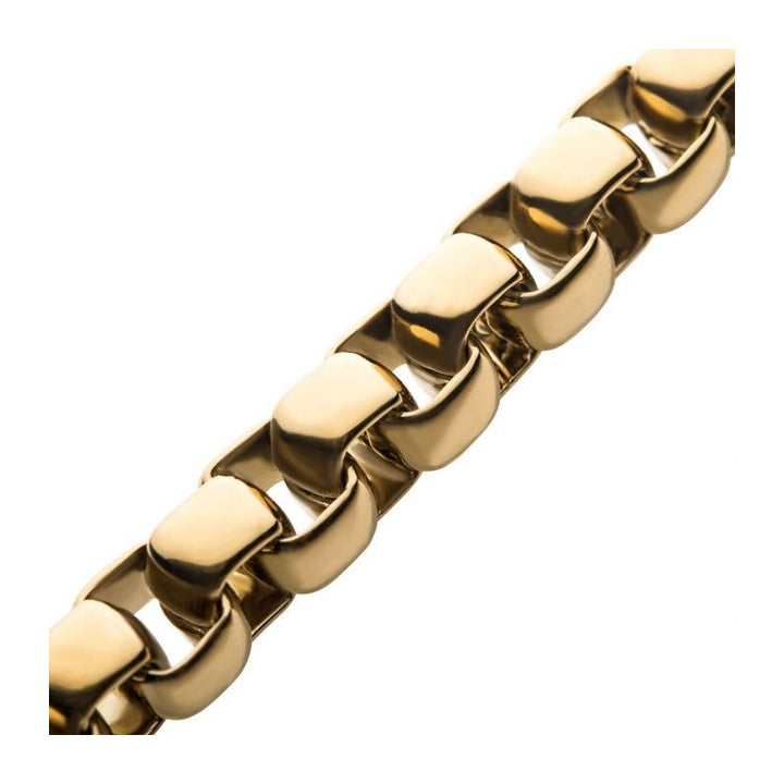 INOX Jewelry 18K Gold IP Bold Box Chain Set