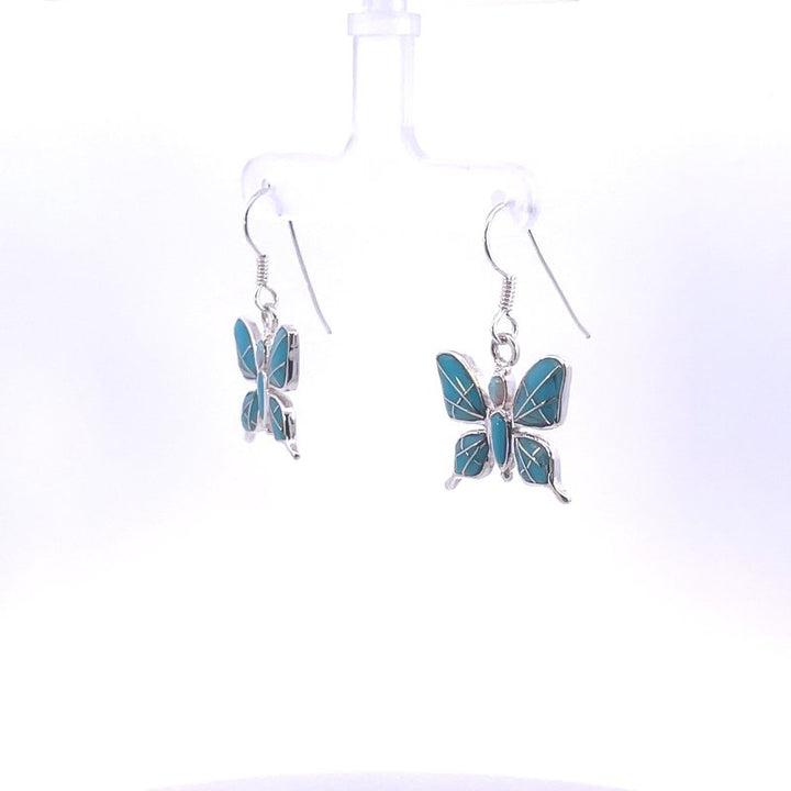 Arizona Turquoise and Inlaid Jewelry Elegant Butterfly Earrings