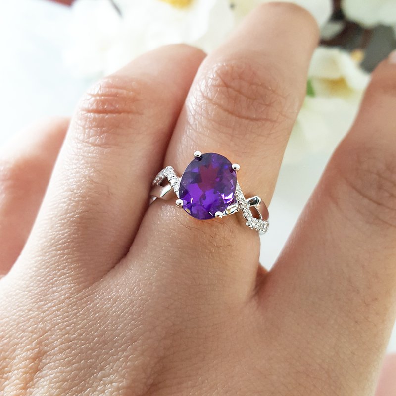 Arizona Amethyst Gold Jewelry Open Shank X Ring