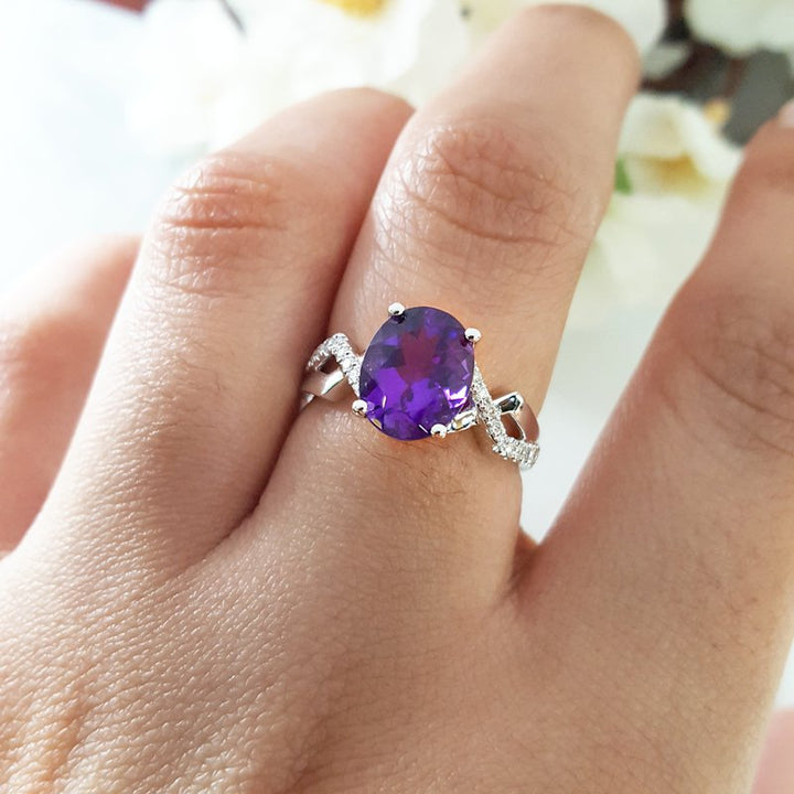 Arizona Amethyst Gold Jewelry Open Shank X Ring