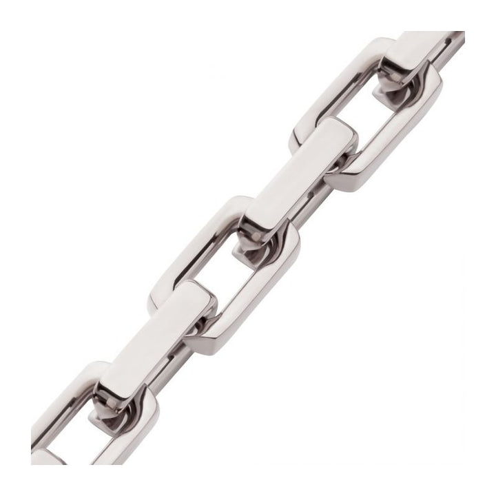 INOX Jewelry 10mm High Polished Finish Stainless Steel Heavy Flat Square Link Bracelet
