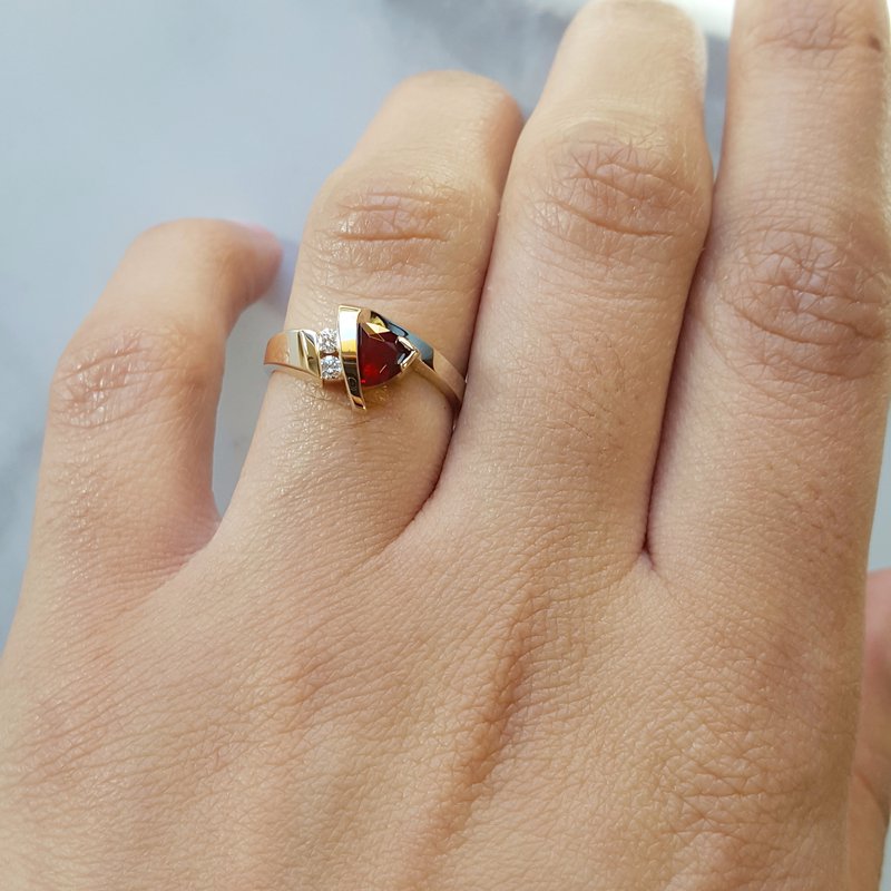 Arizona Anthill Garnet Gold Jewelry Arizona Garnet Modern Style Ring