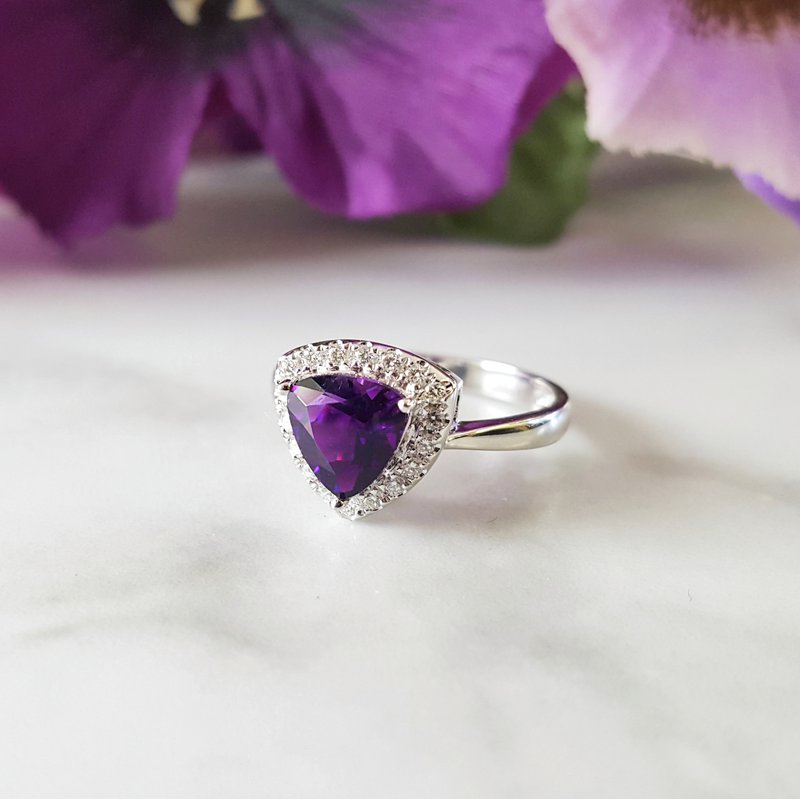 Trillion Cut Amethyst Ring