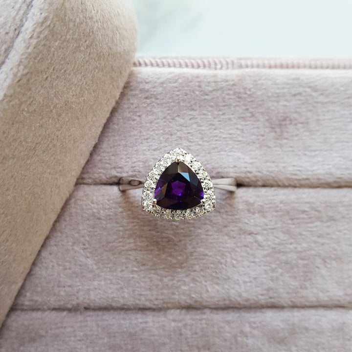 Trillion Cut Amethyst Ring