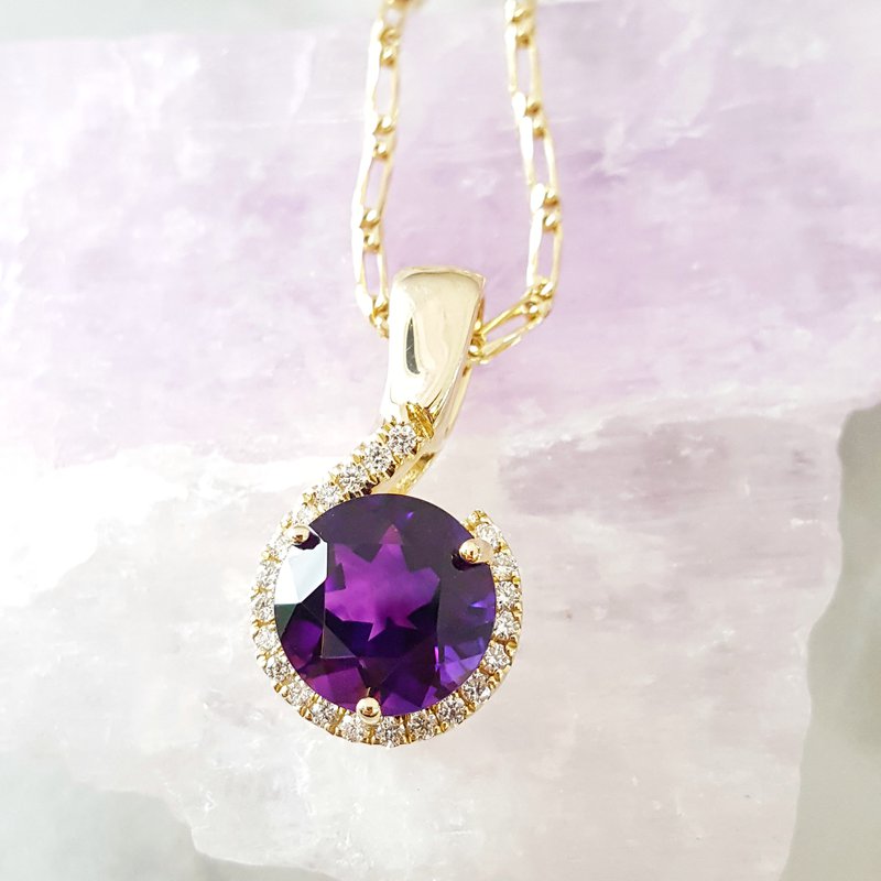 Amethyst Gold Jewelry Half Halo Pendant