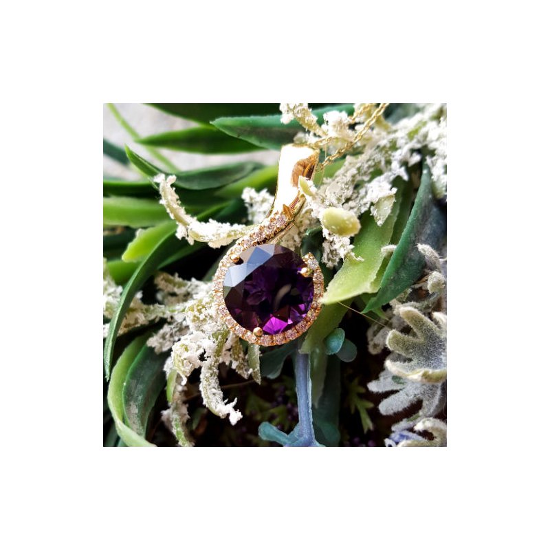 Amethyst Gold Jewelry Half Halo Pendant