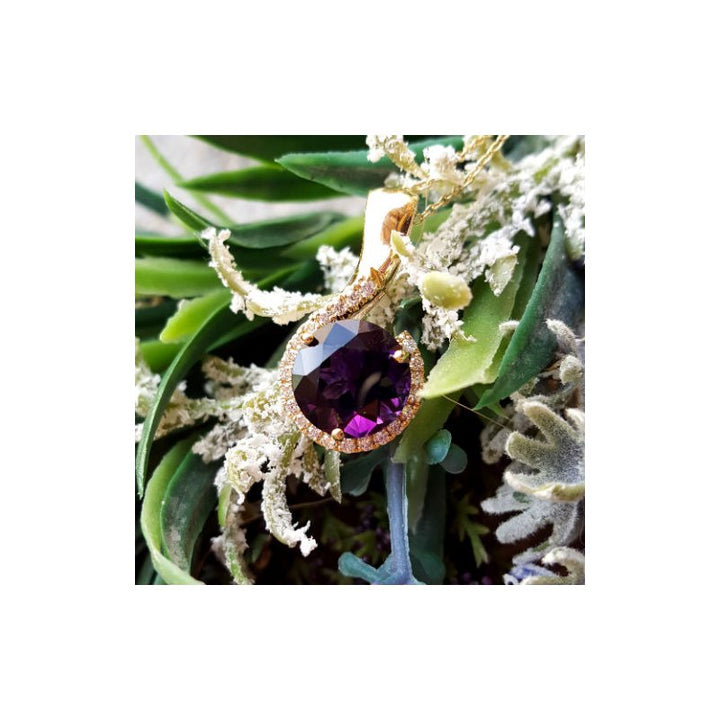 Amethyst Gold Jewelry Half Halo Pendant