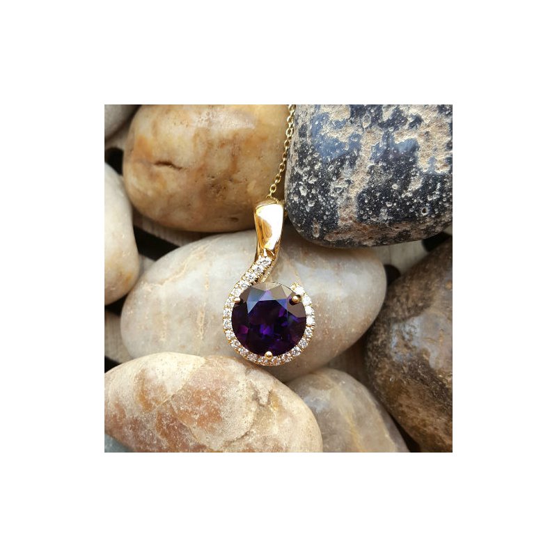 Amethyst Gold Jewelry Half Halo Pendant
