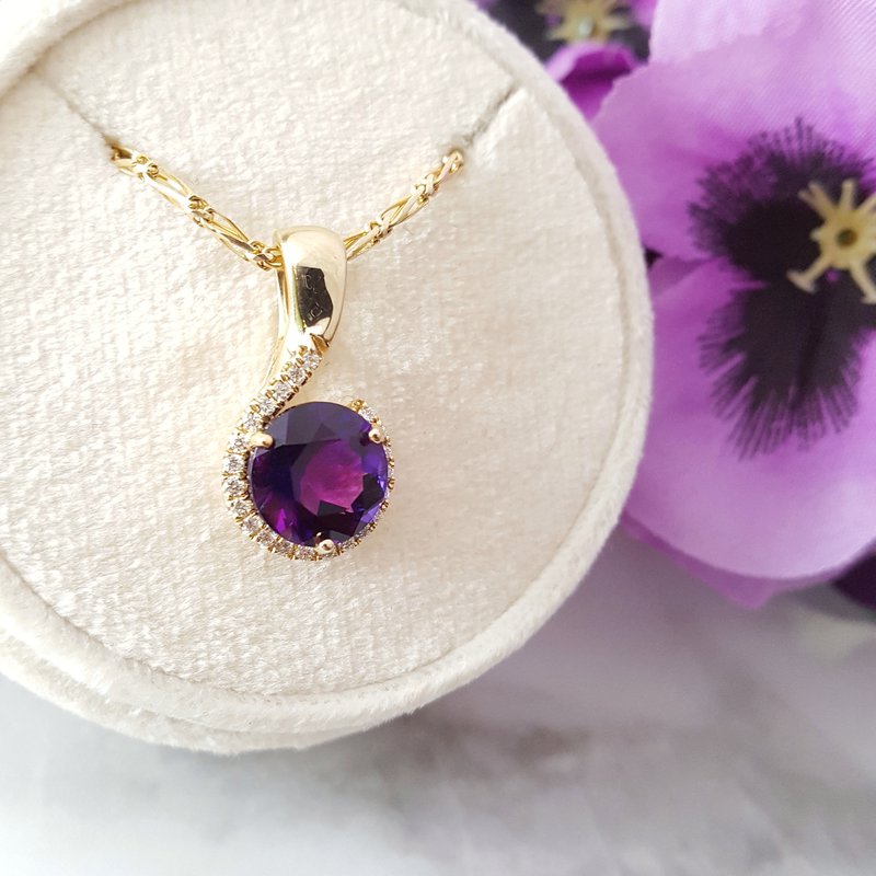 Amethyst Gold Jewelry Half Halo Pendant