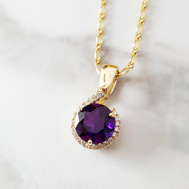   Arizona Amethyst Gold Jewelry Half Halo Pendant 363143 - Sami Fine Jewelry