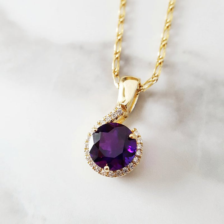   Arizona Amethyst Gold Jewelry Half Halo Pendant 363143 - Sami Fine Jewelry