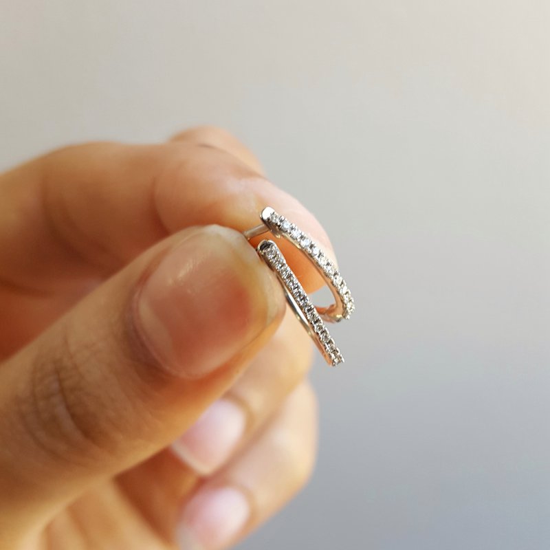 Gems One Diamond Hoops In 10K White Gold (1/10 Ct. Tw.) 151948