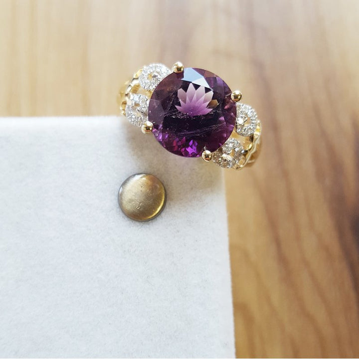 Arizona Amethyst Gold Jewelry Scroll Detail Ring