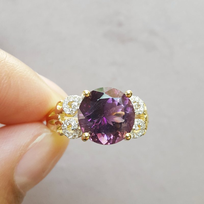 Arizona Amethyst Gold Jewelry Scroll Detail Ring