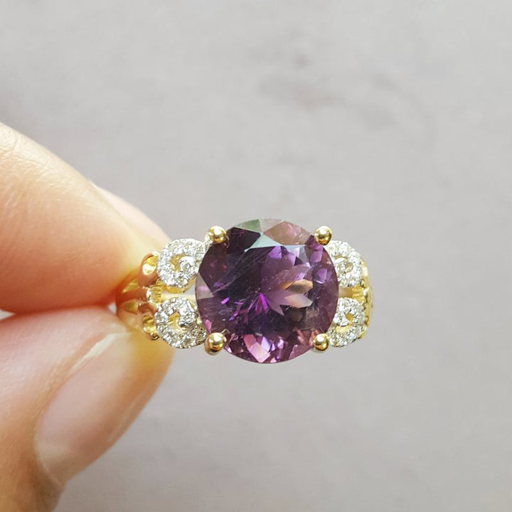 Arizona Amethyst Gold Jewelry Scroll Detail Ring