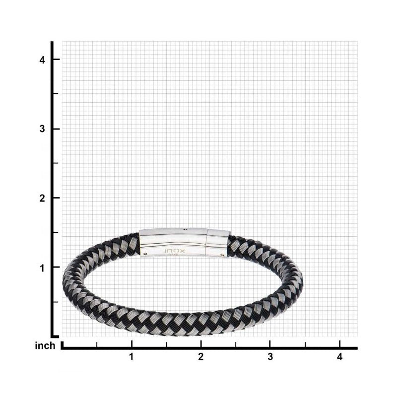 INOX Jewelry Black & White Thread Braided Woven Bracelet