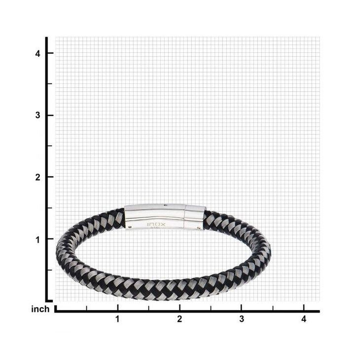 INOX Jewelry Black & White Thread Braided Woven Bracelet