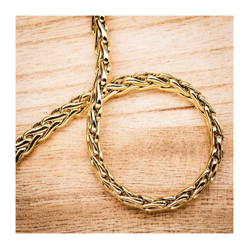 INOX Jewelry Stainless Steel Gold IP 6mm Spiga Chain Shiny