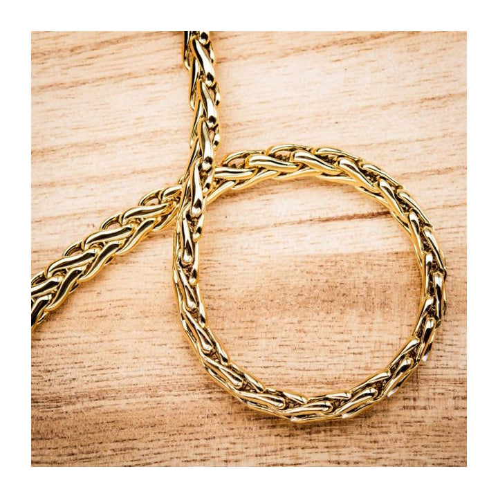 INOX Jewelry Stainless Steel Gold IP 6mm Spiga Chain Shiny