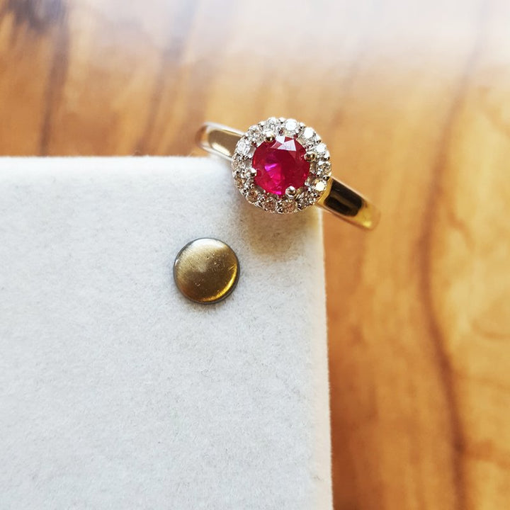 Sami Fine Jewelry Petite Ruby Halo Ring 050639
