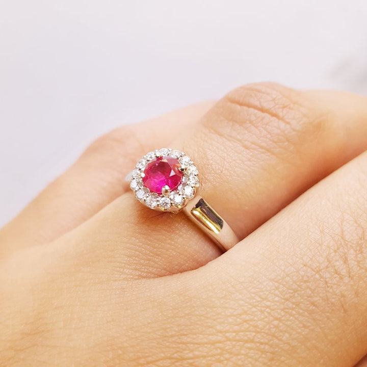 Sami Fine Jewelry Petite Ruby Halo Ring