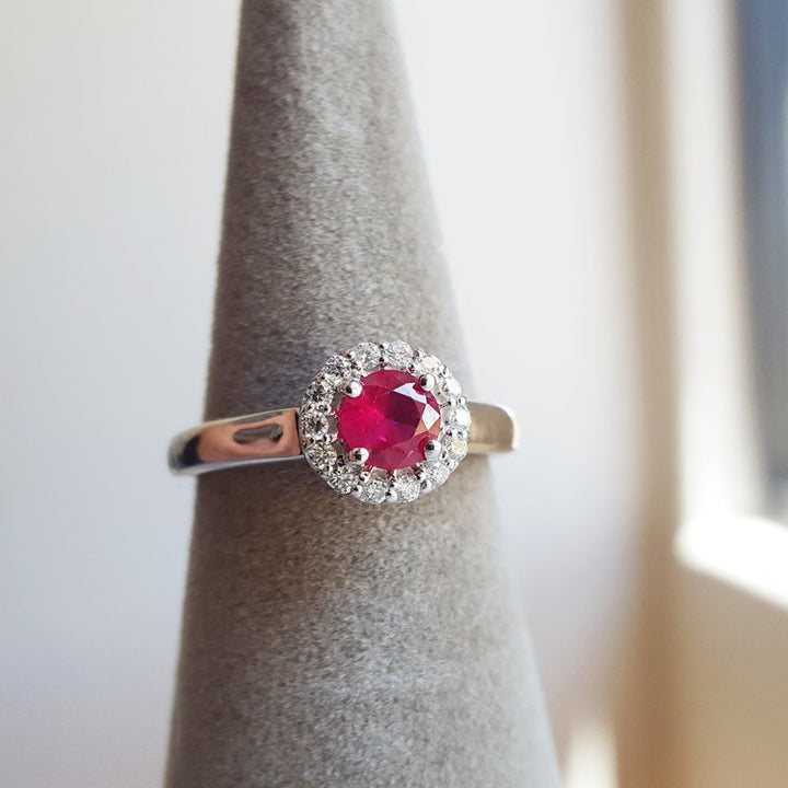 Sami Fine Jewelry Petite Ruby Halo Ring
