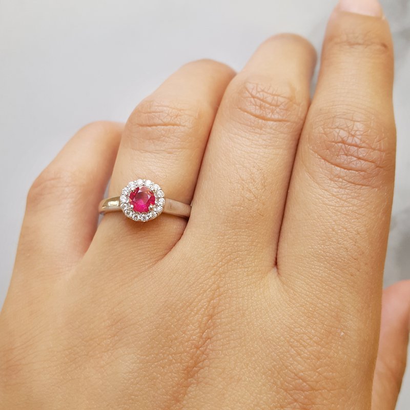 Sami Fine Jewelry Petite Ruby Halo Ring