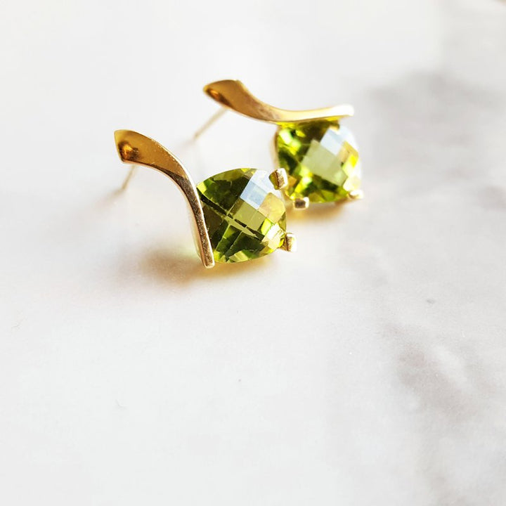 Arizona Peridot Gold Jewelry Sleek Swoop Peridot Earrings