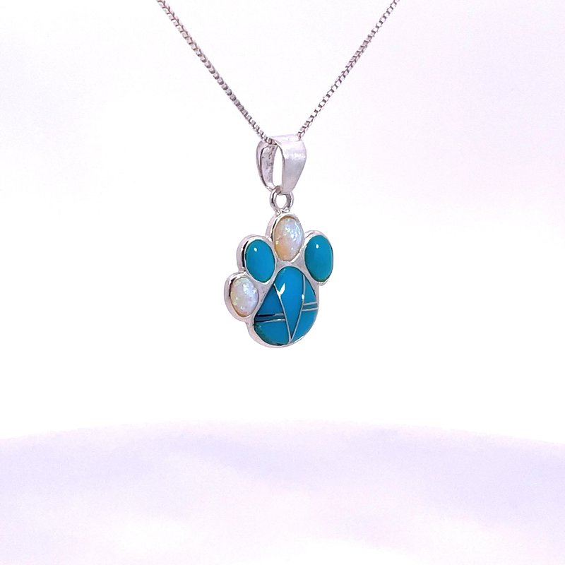 Arizona Turquoise and Inlaid Jewelry Paw Print Pendant
