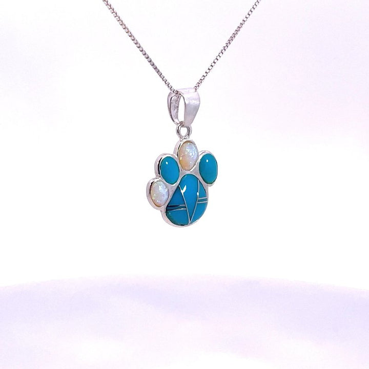 Arizona Turquoise and Inlaid Jewelry Paw Print Pendant