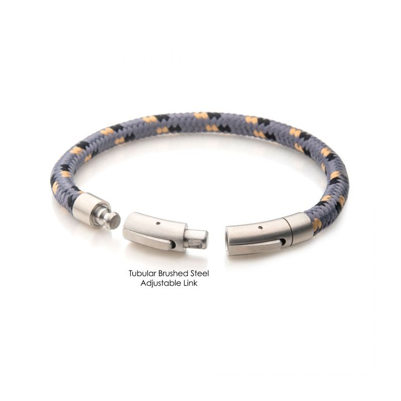 INOX Jewelry 6mm Grey, Black & Beige Nylon Cord Bracelet